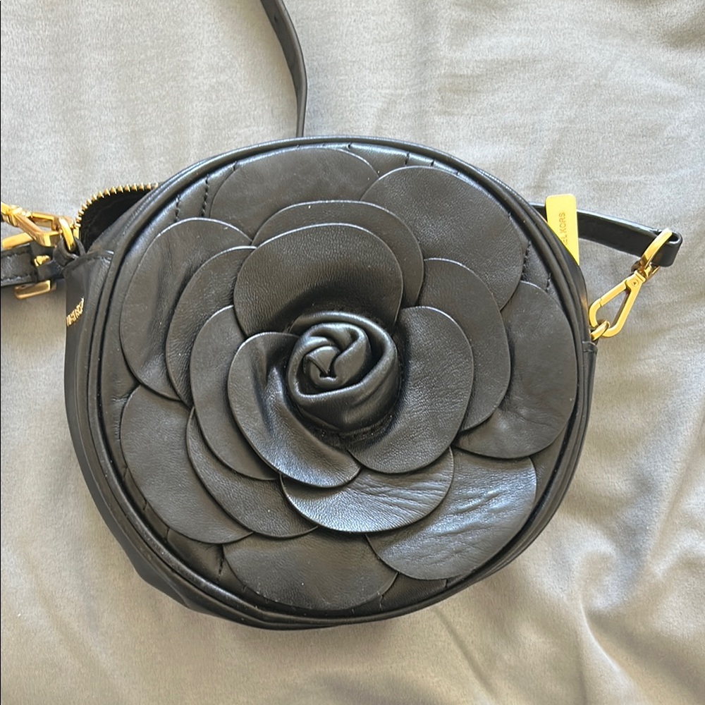 MICHAEL Michael Kors Black Floral Crossbody Bag with Gold Chain